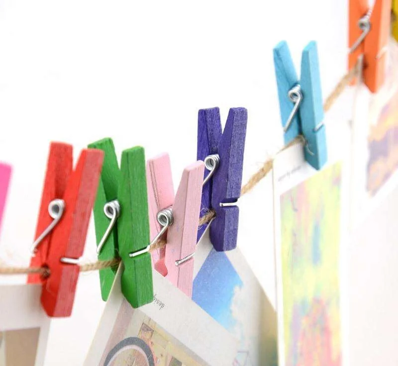 25mm Mini Printed Clips Wood Decorations Wooden Pegs for Clothes Bags Logo DIY