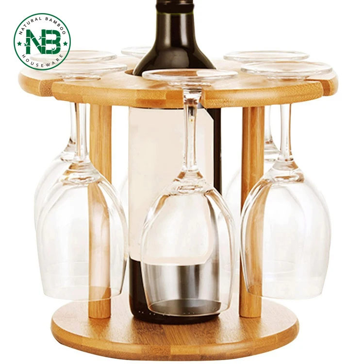 Wine Bottle Holder Wine Glass Rack Bamboo Wine Tabletop Display