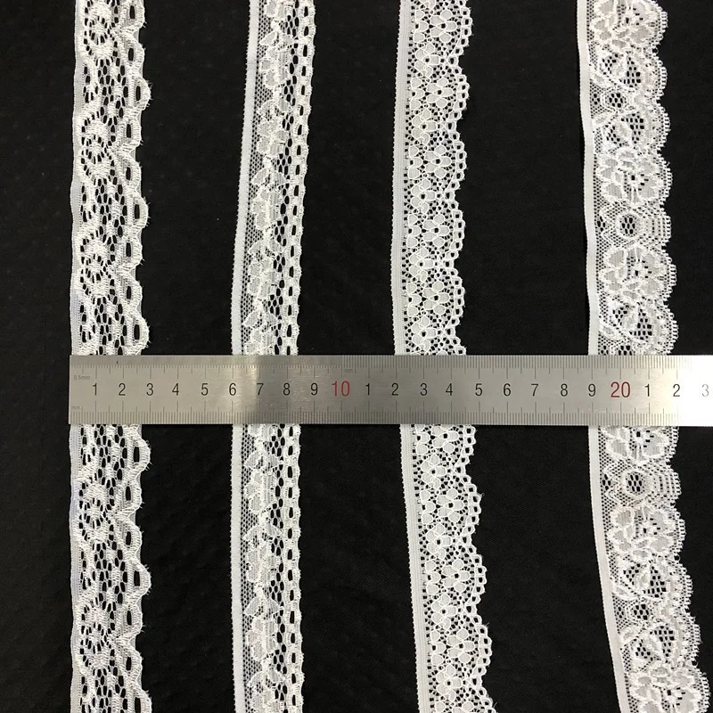 White Narrow Nylon Lace Trim French Guipure Elastic Lace Trimming For Dress Fabric