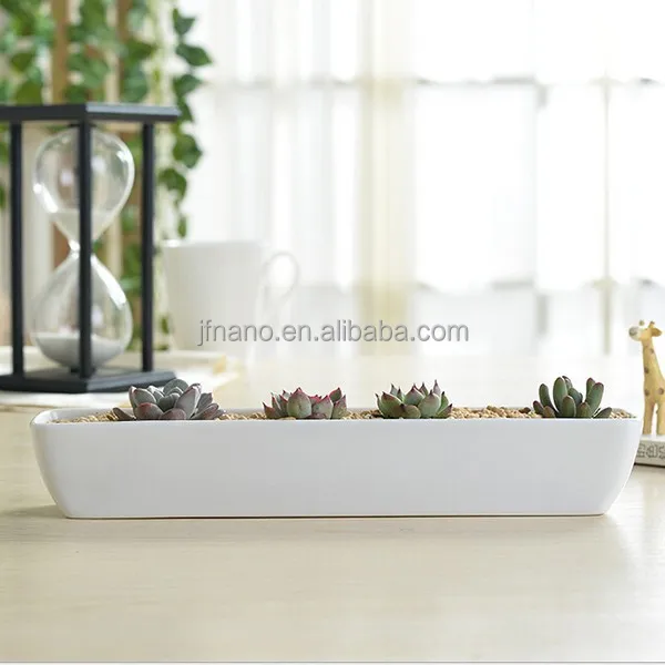 
Indoor decor small white ceramic rectangular flower pots 