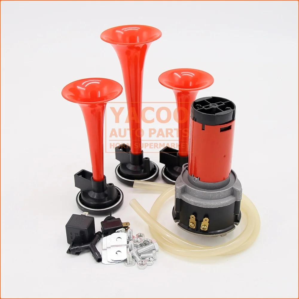 Truck Car 12v Air Horn Compressor Loudest 3 Pipe Iron Horn Electric Air Horn for Sale