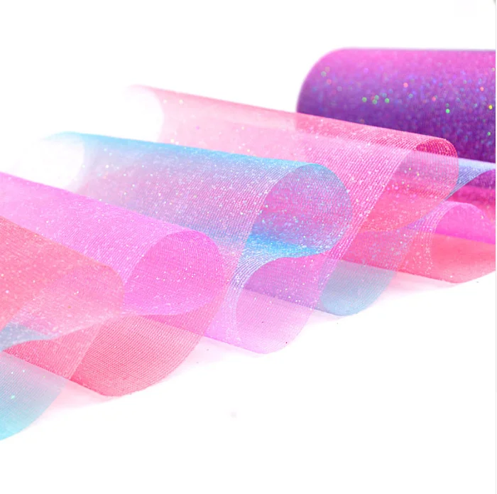 Rainbow Glitter Tulle Rolls for Table Runner Chair Sash Bow Tutu Skirt Wedding Party Gift Ribbon unicorn birthday decoration
