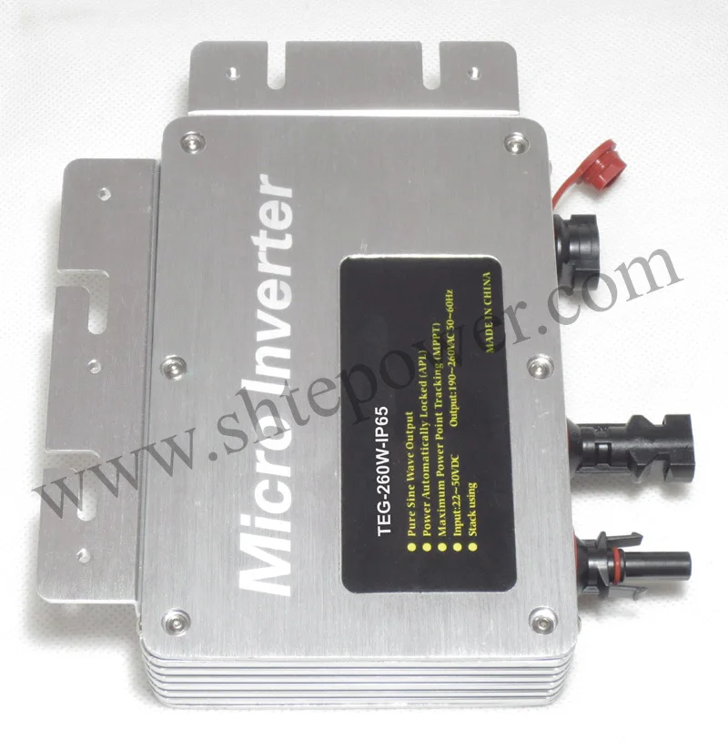 TEG-260W-IP65 On Grid Tie Solar Micro Inverter 260w DC 22-50v to AC 90-130v/AC190-260w