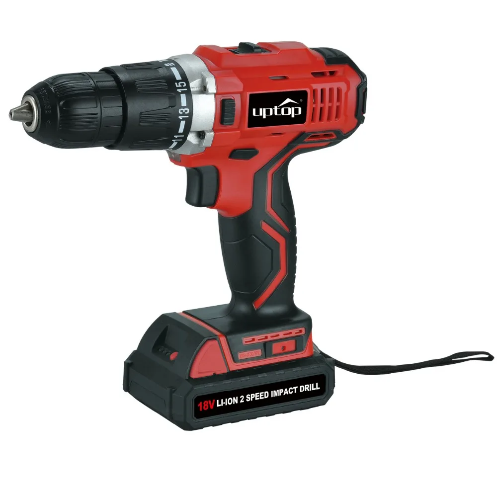 
18V Lithium-Ion Cordless Hammer Impact Drill Driver with 13mm 1/2