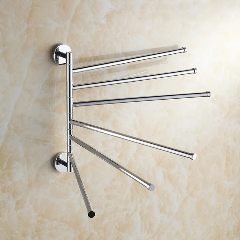 Wall Mount Brass Swing Arm Towel Rod 2/3/4/5/6 Rods  Rotatable Towel Bar Towel Hanger