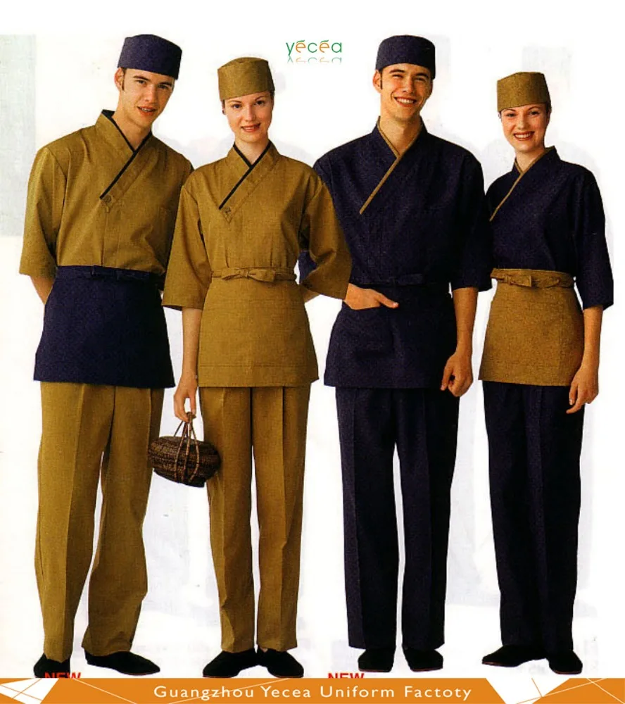 Japanese Cotton/linen Soft quick dry Sushi chef restaurant chef kimono yukata style Long apron uniform customized logo