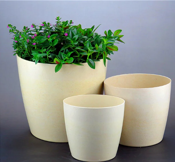 2020 China supplier hot selling Bamboo Fiber  biodegradable indoor garden plant flower pot for office living room