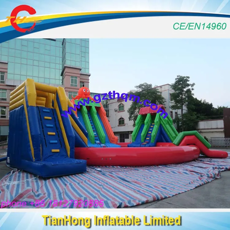 giant inflatable water slide with pool/inflatable water park,commercial inflatable water recreation equipment for sale