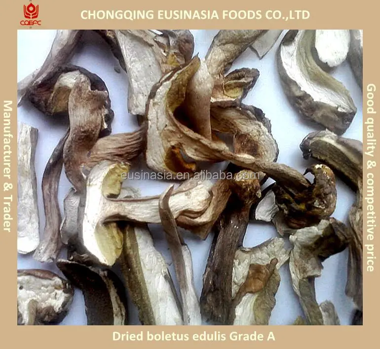 
bulk packed dried boletus penny bun mushroom 