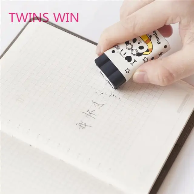 Hot sale in Amazon cute korean stationery custom printed cartoon funny animal design black rubber erasers