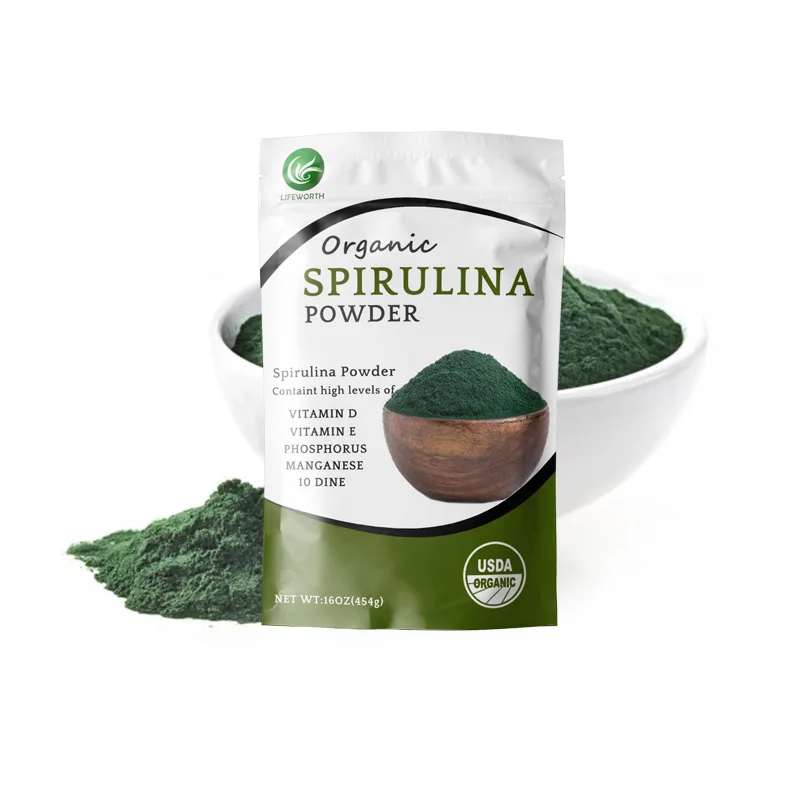 Порошок спирулины Lifeworth фирменная торговая марка хлорелла вульгарис анемия железная добавка