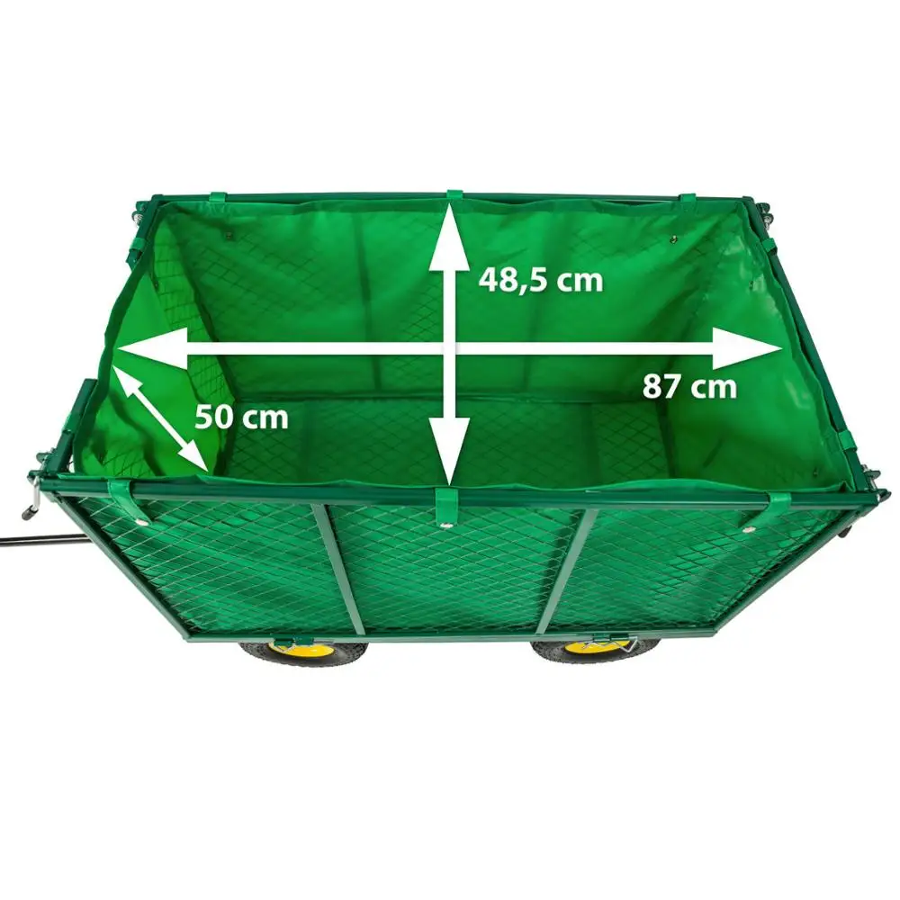 Heavy Duty 300kg Utility Steel Mesh Cart Garden Cart Folding Utility Steel Hand Truck 200 L Wheelbarrow ATV Bike Trailer