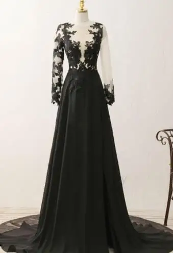 Недорогие черные длинные вечерние платья для гостей свадьбы из Бангкока