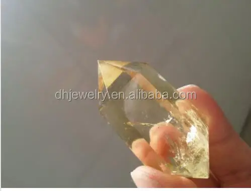 Wholesale Good Quality Crystal Quartz Polished Healing Citrine Double Points Wand For Decoration