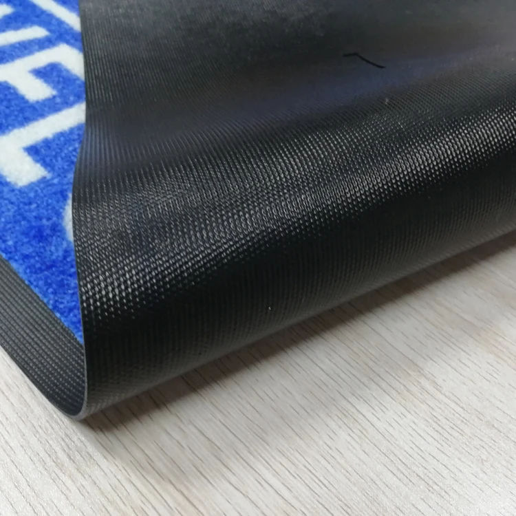 Commercial outdoor rubber backed carpet with company logo