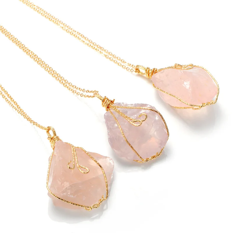 New original natural stone pendant necklace with wire