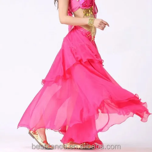 arab belly dance long skirt chiffon skirts women dancing 3 rows skirts