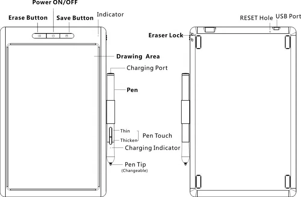 10 Inch BT Lcd Writing Tablet Memo Pads with Built-in Storage WP9612 Edraw VSON