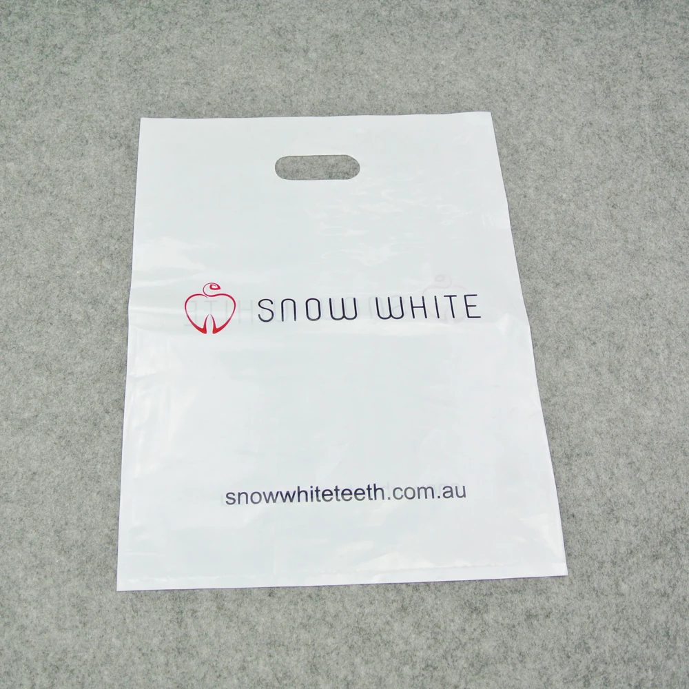 HDPE/LDPE Die Cut Patch Handle Custom Plastic Merchandise Retail Bags With Own Logo Manufacturer