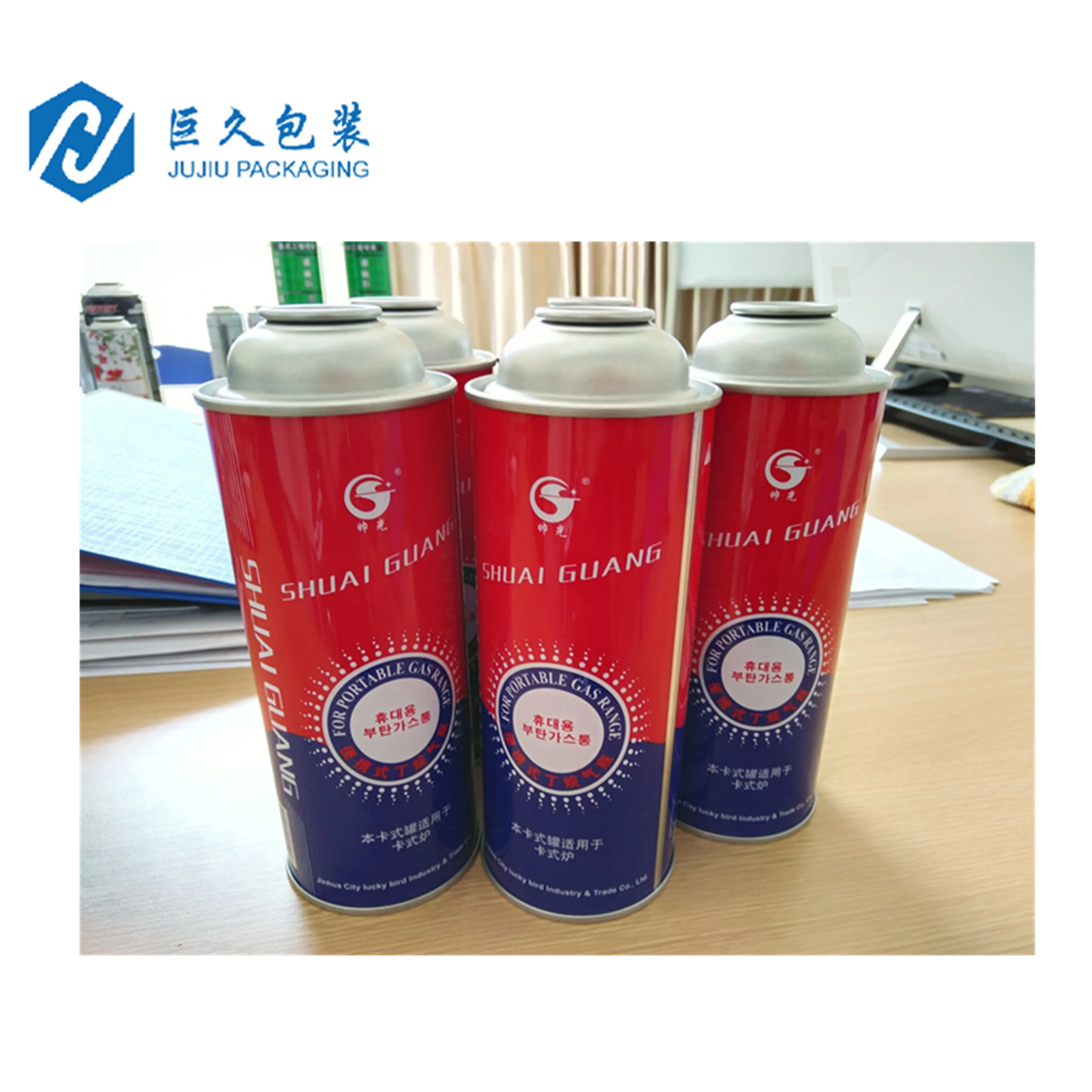 Factory Custom Logo Diameter 100-300ml  Tin Aerosol Gas Straight Can  Metal Refill Butane Canister