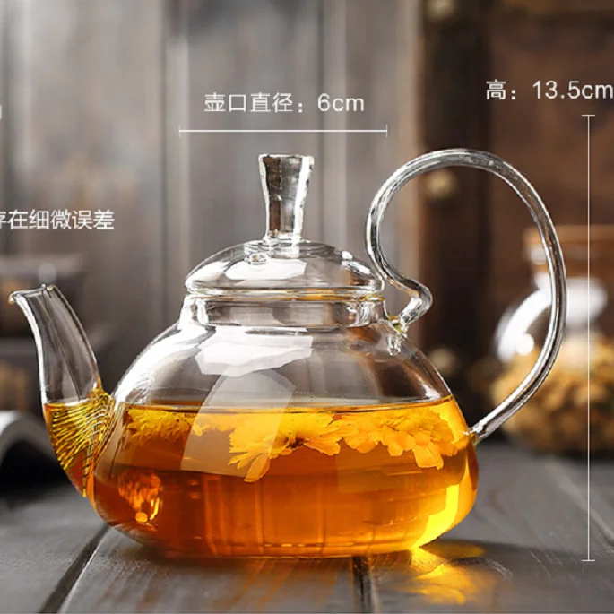 20oz High borosilicate single layer glass teapot can be directly on the fire  meet LFGB