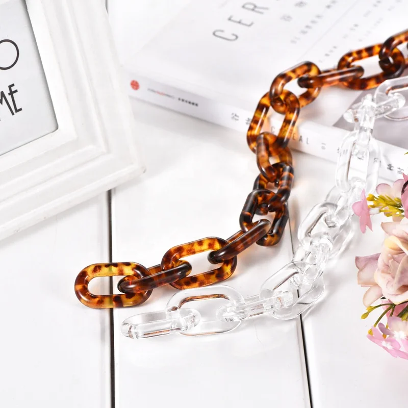 
Fashion Clear U shaped 40*25mm Acrylic Chain Transparent Plastic Resin Chain Necklace Bag Accessories for Women Shoulder bag 