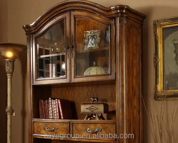 8019A-85- High quality wooden bookshelf living room cabinet wooden multi drawer with wood carved bookcase