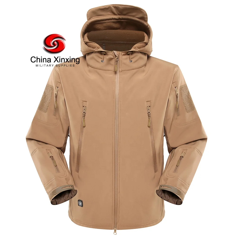 khaki Fleece sharkskin custom tactical jacket for men