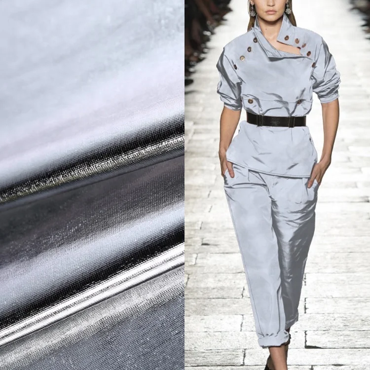 Custom FDY silver foil design cotton muslin fabric textile