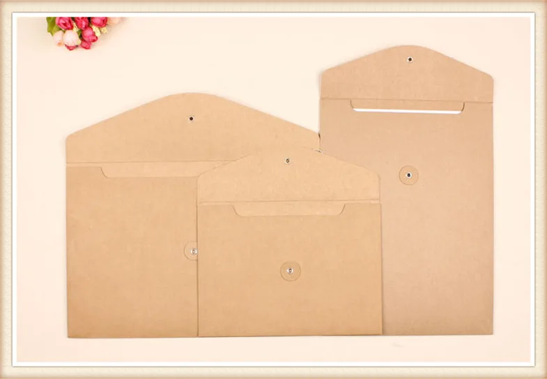 Retro Kraft Paper Erect File Party Document Bag Pocket Envelope A4 Filing Paper Bags