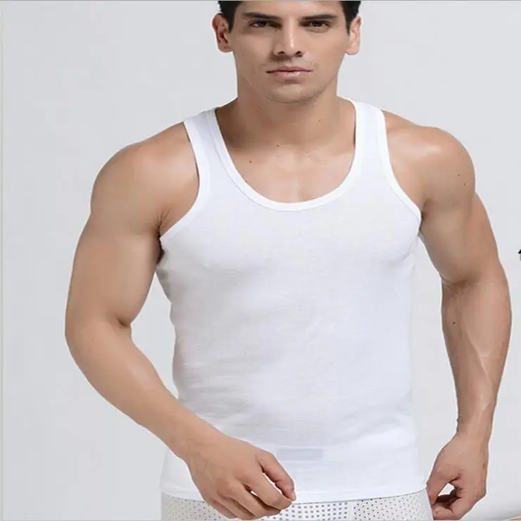 summer china custom compression mens white wholesale 100% cotton long gym tank tops for men india blank tank top