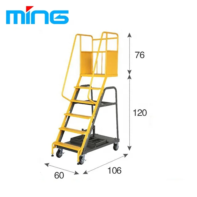 Supermarket and Warehouse Foldable Stair Climbing Step Ladder Trolley Movable Steel Cart with Wheels