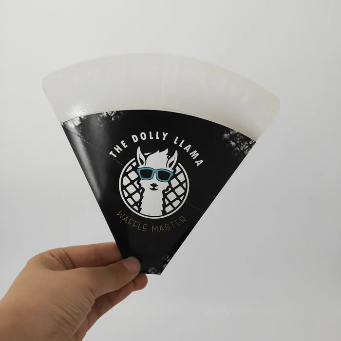popular printing logo leakproof paper ice cream waffle cone holder bubble waffle cone holder