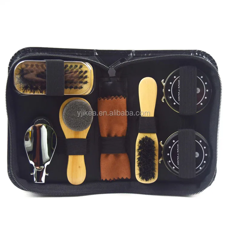 
Best quality 8pcs accessories black pu leather shoe cleaning kit 
