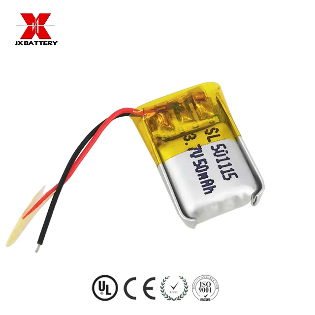 smallest rechargeable 3.7v li ion polymer lithium battery 501115 50mAh for headphone