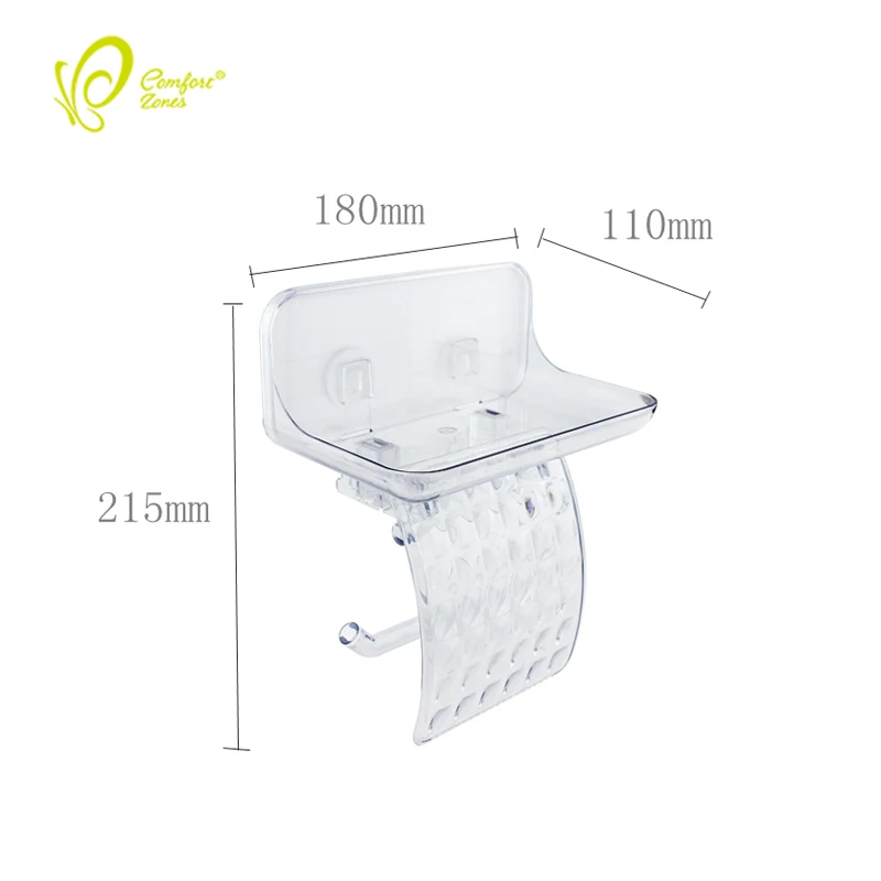 Factory Direct Self Adhesive Toilet Paper Rack With Phone Station Tray Roll Holder Toilet Paper Holder with Shelf