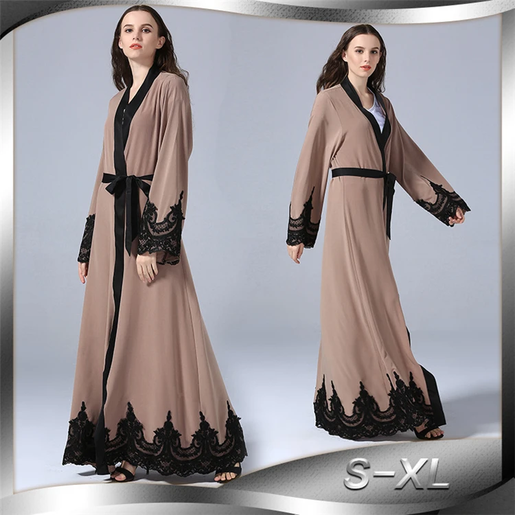 С длинным рукавом Дубай Макси-Абая мусульманское платье