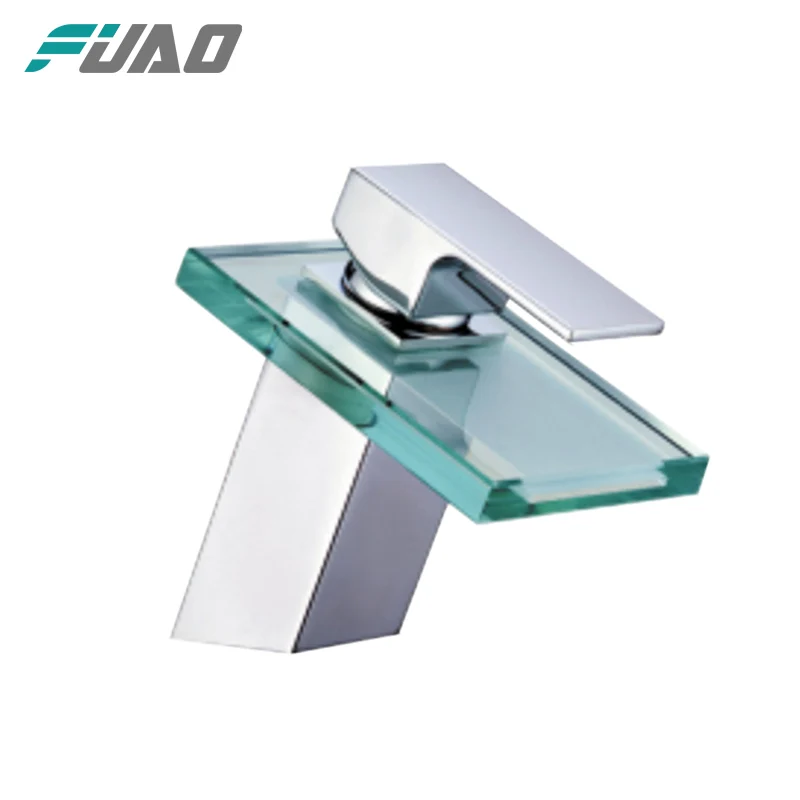 FUAO single Handle led glass waterfall faucet