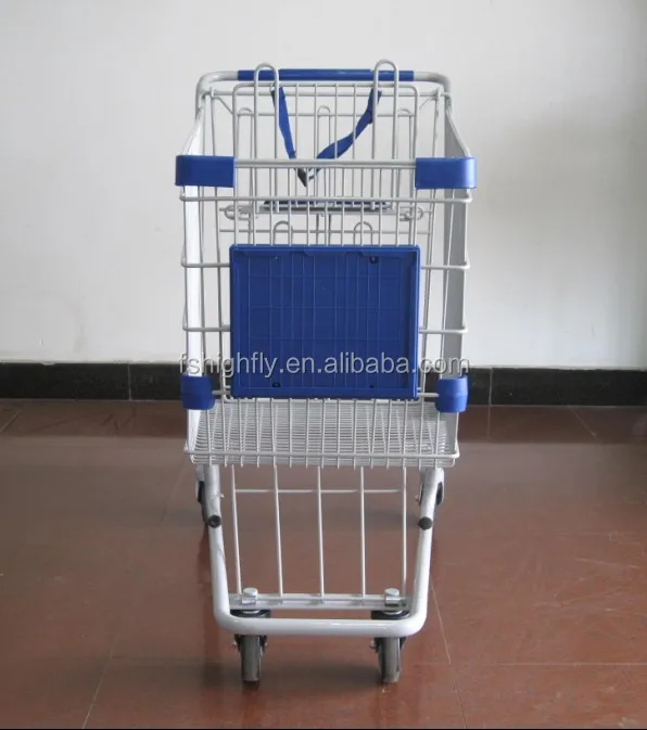 MOQ 100 PCS 198L basket shopping carts trolleys With Advertising Sign Holder, 198L Supermarket Advertising Cart