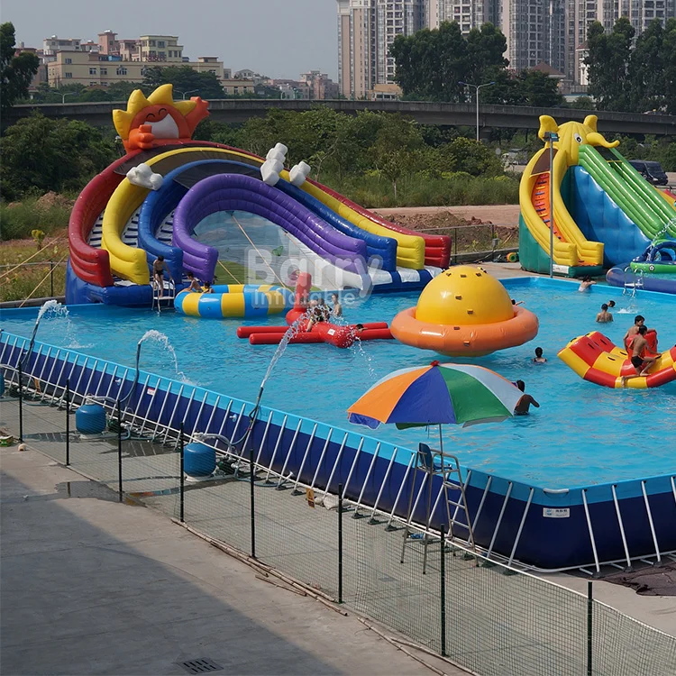 Factory Supply Commercial Portable pvc Inflatable Rectangular Metal Frame Swimming Pool
