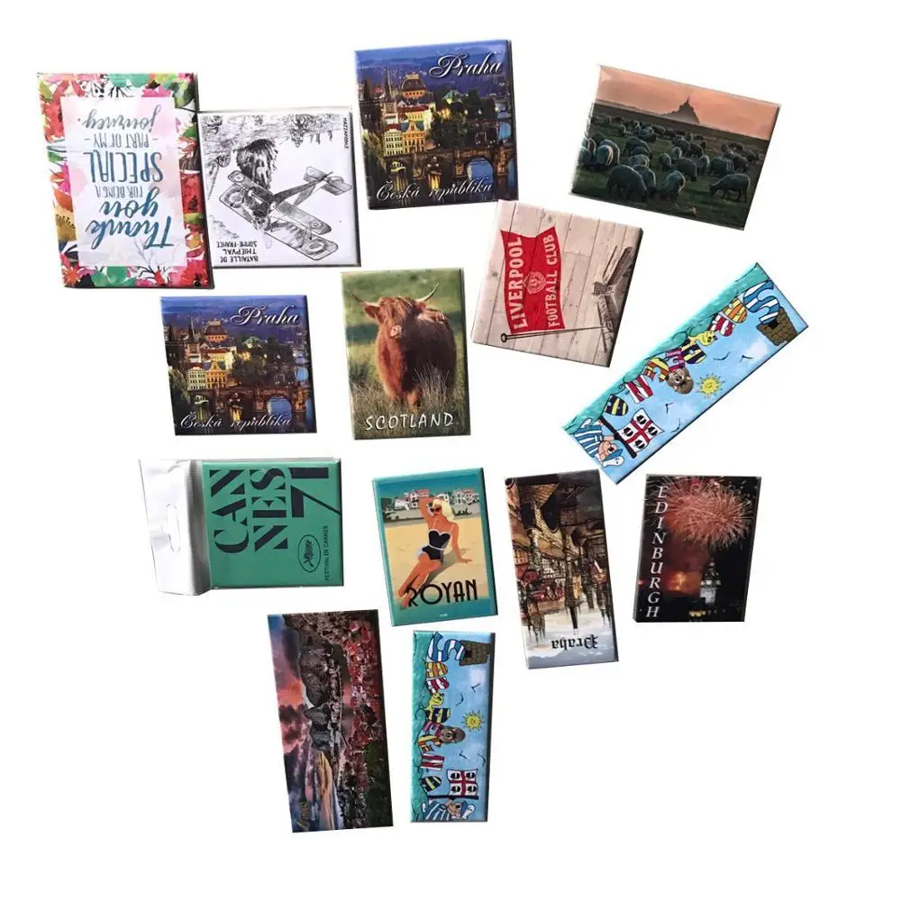 Customized Logo Travel Cartoon Photo Tinplate Souvenir Fridge Magnet for Arts Craft Decoration