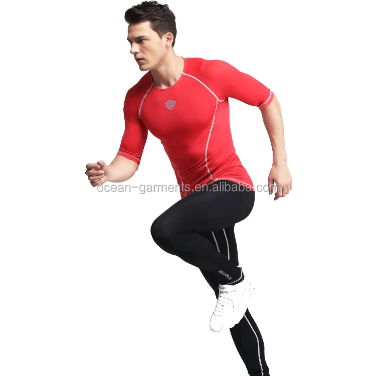 Mens Rash Guard Active Wear Running Workout Compression Base Layer Sport Wear Set