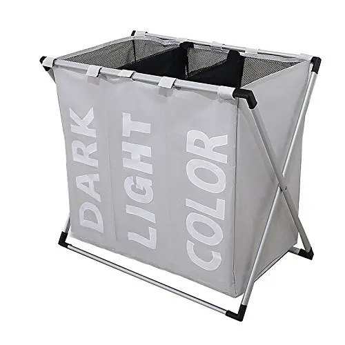 Top new best selling folding 600D oxford 3 compartment laundry hamper for factory