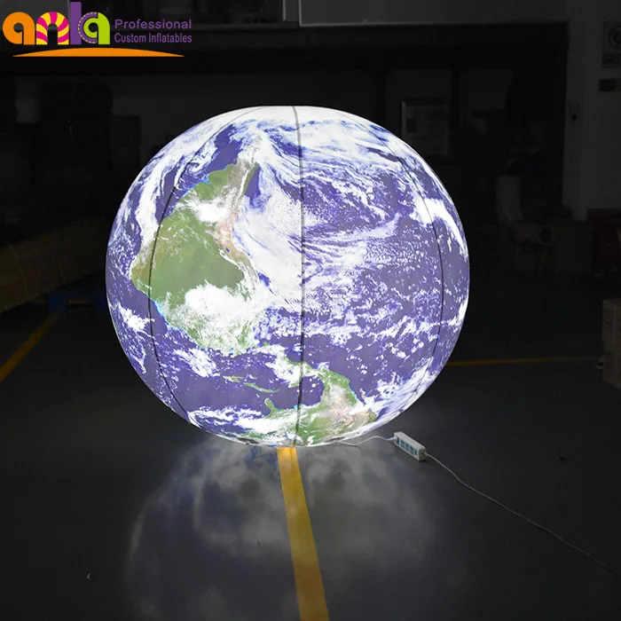 Hanging 1.5m PVC inflatable planet balls,inflatable hot air balloon earth globe with led light