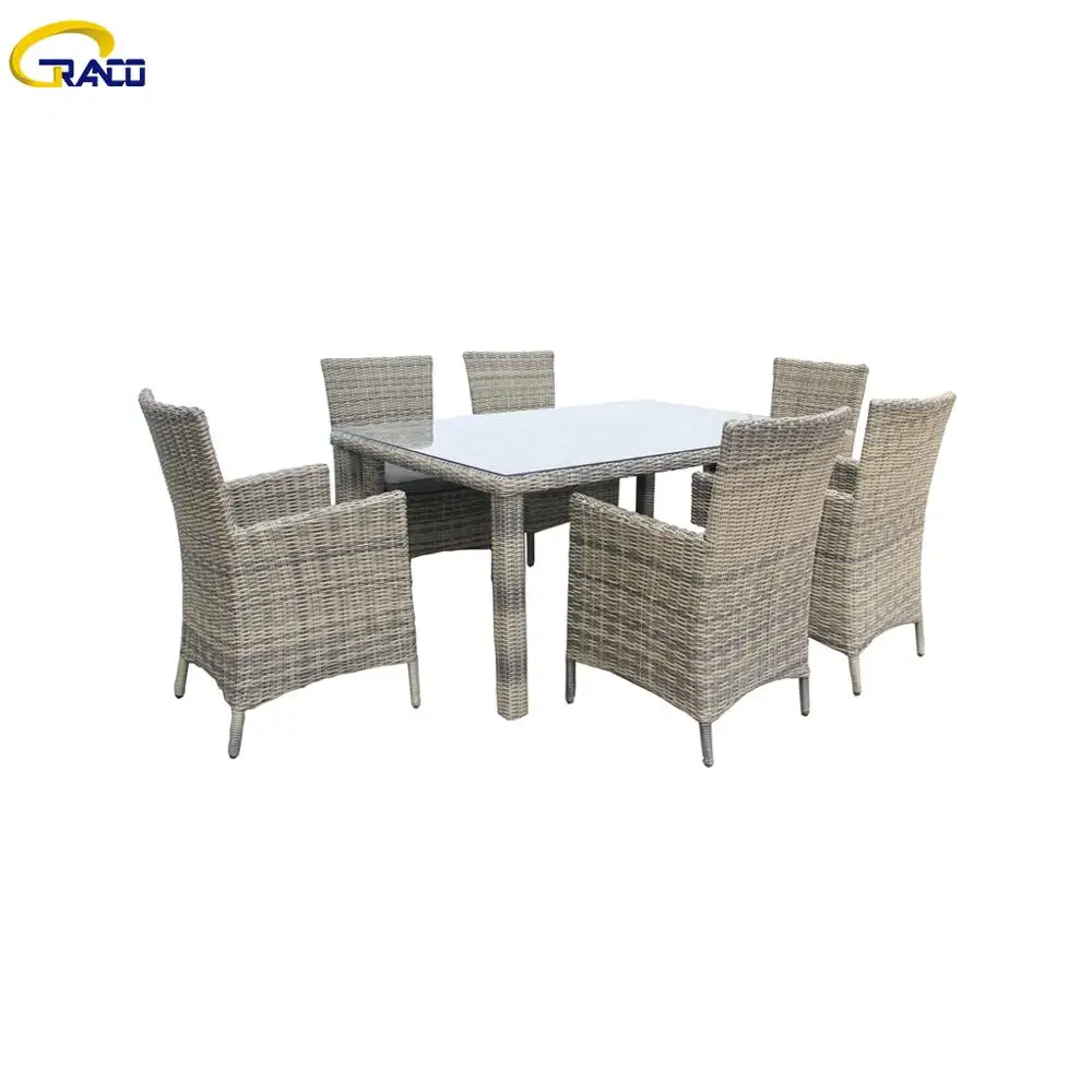 
New style All Season 6 seats outdoor patio rattan Table and Chairs wicker rattan Garden dining set 