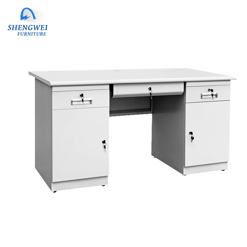 High quality customized steel library desk easy assemble drawer table for office