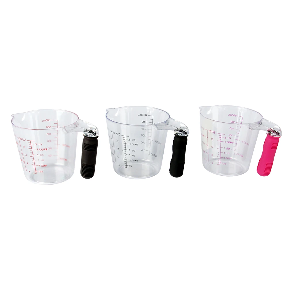 
Kitchen 600ml plastic measuring cup with TPR handle PS measuring jug with OEM 4 sizes spoons 
