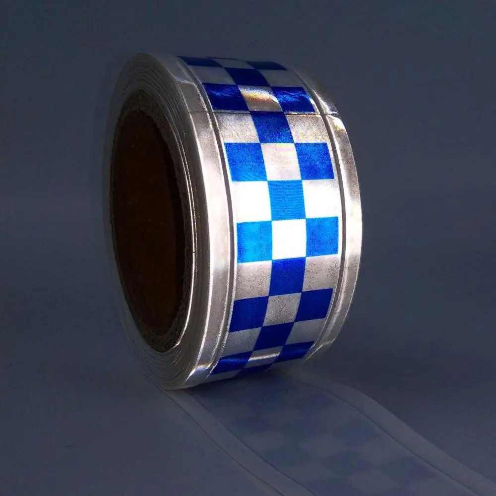 HCSP British Style Blue White Micro-Prismatic Film PVC Reflective Tape