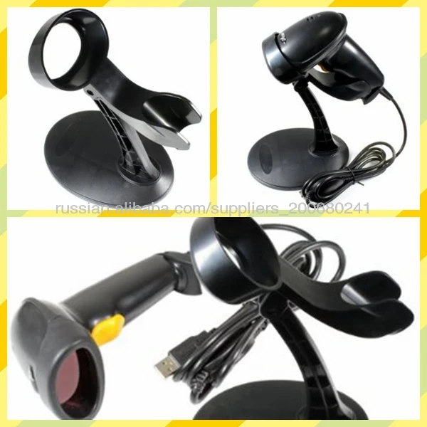 200 раз / сек Черный Автоматический 1D лазерный сканер штрих-кода с держателем