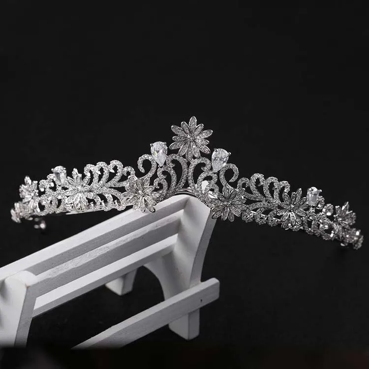 Hot Sell Fashion Rhinestone 925 Sterling Silver Wedding Crown Tiara